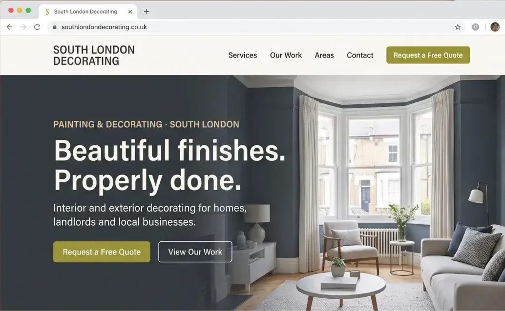 Website concept for South London Decorating, a fictional painter & decorator business